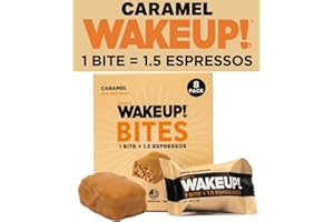 JESSE'S WAKEUP! WAKE UP! Caffeinated Caramel Protein Bites - Gluten Free, Vegetarian, 175mg Caffeine (1 Bite = 1.5 Espressos) - Boosts Focus and Clarity - Kosher Ingredients - 8 Pack