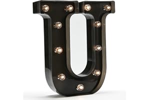 OYCBUZO Light Up Black Alphabet Marquee Letters Sign LED Marquee Number Lights Sign for Night Light Home Bar Christmas Lamp Birthday Party Wedding Decoration U