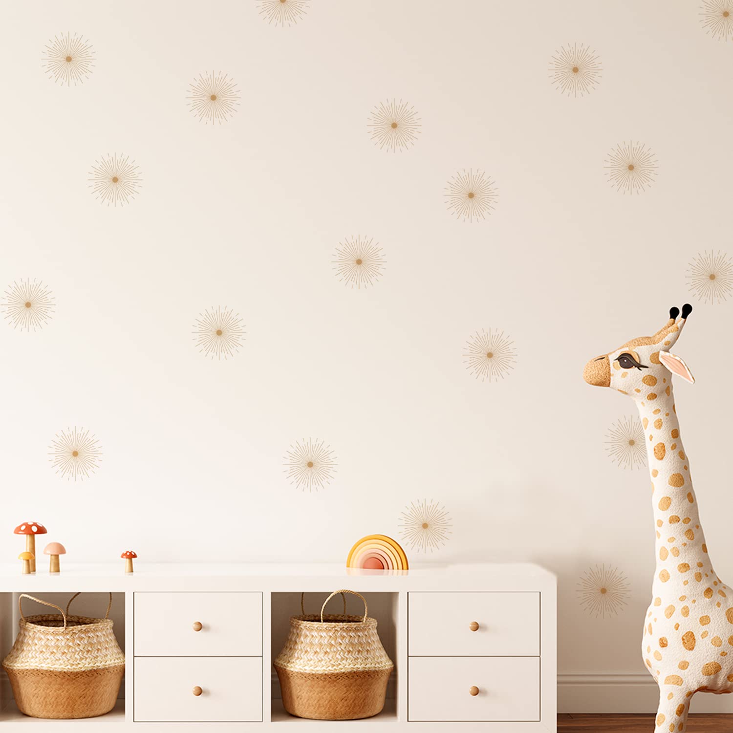 36Pcs Starburst Boho Art Wall Decals, Peel and Stick Wall Stickers for Living Nursery Room Bedroom Wall Decor