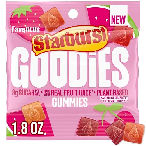 STARBURST GOODIES FaveREDS Plant-Based Low Sugar Candy Fruit Gummy Candies