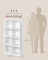 VASAGLE 8-Cube Bookcase 30x65.5x129.5 cm White LBC24WT Storage Display Unit view 6