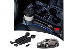 LLXGAB Seat gap filler Compatible with Crosstrek/Forester.Deeper Than Standard Retail Models(7.5cm)|Added Cup Holder (2 Fixed Points) + Hooks + Charging Cable Port |2pcs Black| Free Window Break Hammer 1pcs|