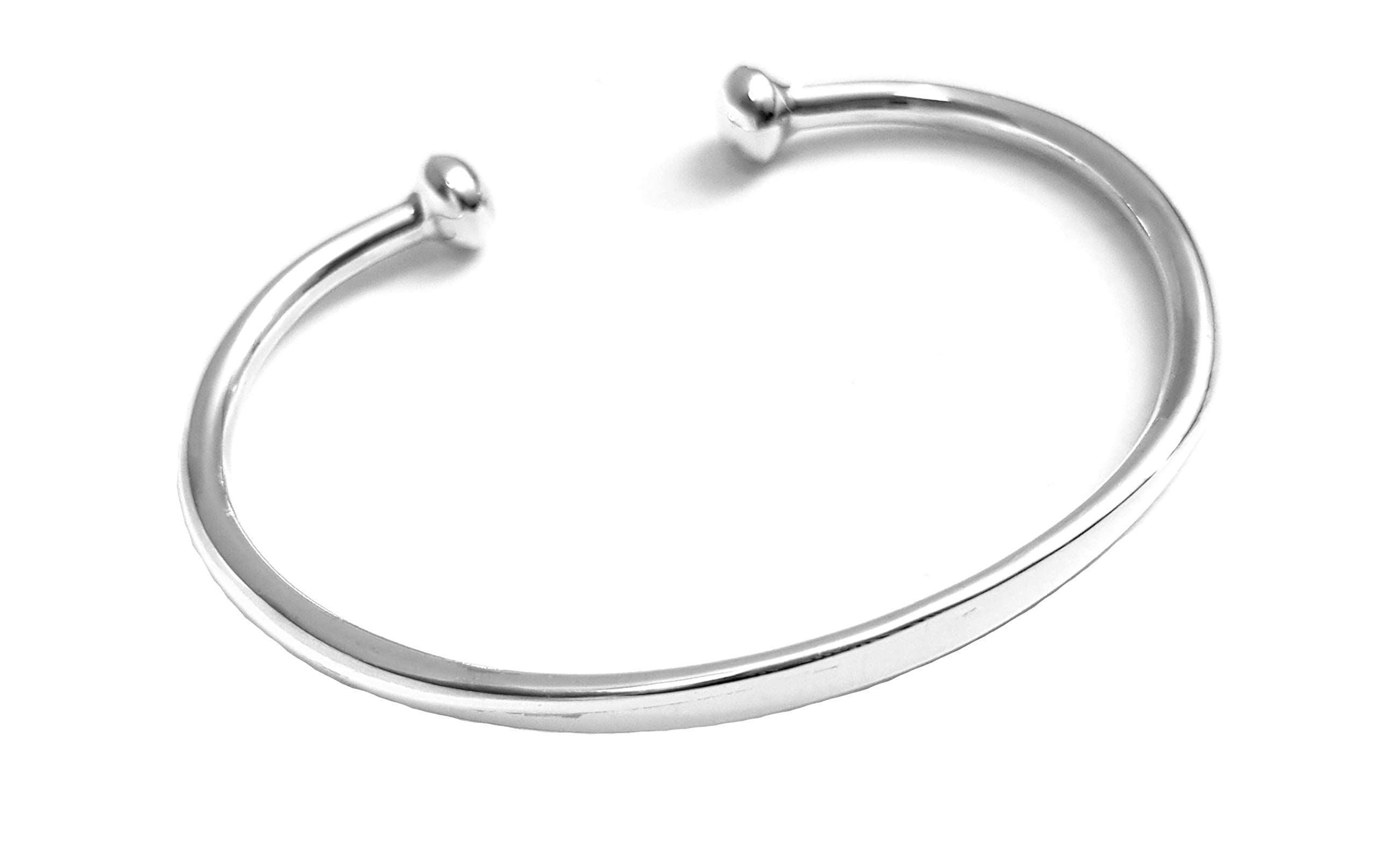 Treasure Bay Women's Solid 925 Sterling Silver Bar Bangle Bracelet, Mens Silver Torque Bangle