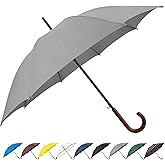 SoulRain 48" Large Umbrella –Windproof Stick Umbrellas for Rain, Automatic Open, Vintage Cane Grey big Umbrella with Classic Wooden Handle,Open for 2 Persons adult,for Women & Men(Grey)