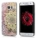 S7 Edge Case, Galaxy S7 Edge Case, Mavis's Diary 3D Handmade Bling Crytal Colorful Shiny Diamond Retro Totem Pattern Hard Clear PC Cover with Bumper & Flower Dust Plug & Stylus Pen