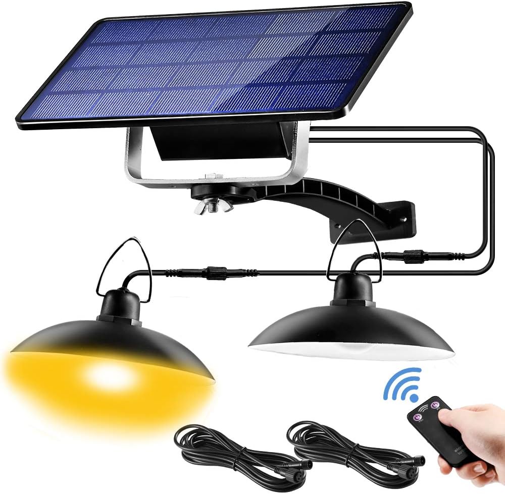 JIOR Solar Pendant Lights IP65 Waterproof Lamp for Outdoor Indoor Shed