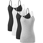 AMVELOP 2-4 PCS Camisole for Women Casual Sleeveless Layer Undershirt Adjustable Spaghetti Strap Tank Top Outfit