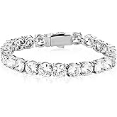 OYOGAA 10MM Cubic Zirconia Tennis Bracelet 14K Gold Plated 5A+ Cubic Zirconia Iced Out Tennis Bracelet Spring buckle Bracelet For Men And Women