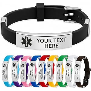 FUSIX Custom Medical Alert Bracelet Engraved Silicone ID Band | Custom engraved medical ID bracelet with waterproof silicone,