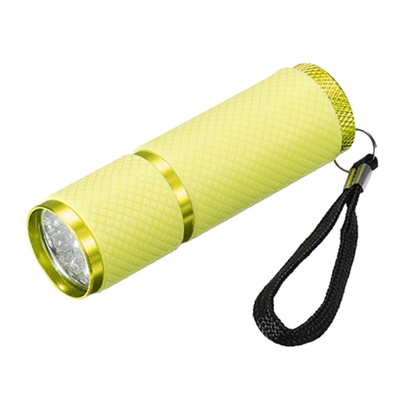 PATIKIL 9 LED Glow in Dark Flashlights, Mini Aluminum Flashlight Rubber Coated Flashlight with Strap for Camping, Hiking, Party, Yellow