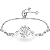 FANCIME Tree of life Birthstone Bracelet for Women Sterling Silver Tree Jewelry Birthstone Charm Bracelet Gemstone Anniversary Birthday Mothers Day Gifts for Wife Mom Her