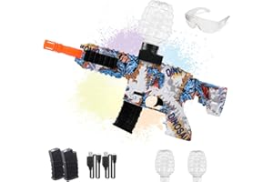 HYNXM Electric Gel Water Blaster Toys - Squirt Guns for Adults, Range up to 66 FT, with 2 Rechargeable Battery, 1 Goggles, 2 Round Hopper, Outdoor Toys for Adults 14 and up