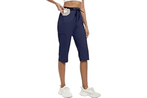 MoFiz Capri Pants for Women Lightweight Ice Cool Capris for Women Casual Summer Trip Loose Shorts with Zipper Pockets