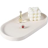 Koville Creamy White Marble Tray for Bathroom, 12"x6" Natural Luxury Marble Vanity Tray for Home Decor Countertop, Stone Oval Trays for Perfume & Jewelry Organizer, Stone Storage Trays
