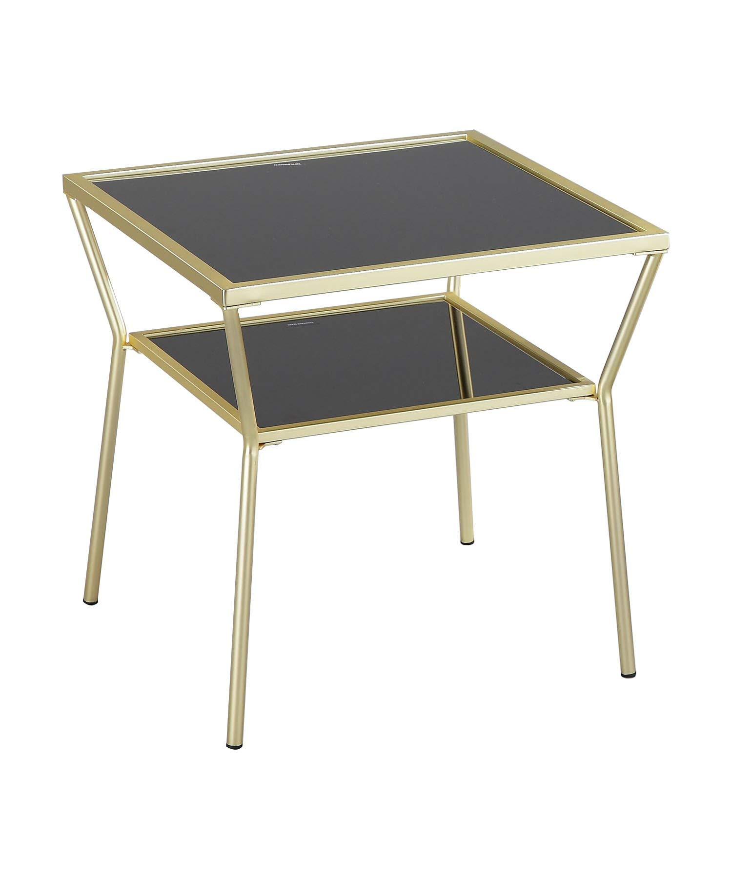ASPECT Fusion Glass Side End Table, Brass/Black, 50 x 50 x 50 cm