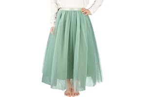 NOOMELFISH Noomlfish Kids Long Tutu Skirts Flower Girl Tulle Party Maxi Skirt (4-12 Years)