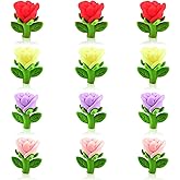 WOZADU 3D Rose Silicone Focal Beads for Keychain Making, 12 PCS Flowers Silicone Beads for Pen, Loose Bead Bulks for Bracelet Necklace Lanyard Jewelry and Handmade Crafts Making