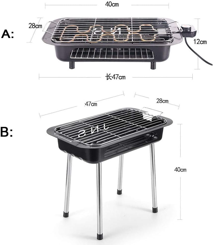 review CHUDAN 2200W Portable Electric Grill, Multifunctional Electric Grill with Variable Temperature Setting, Removable, Non-Stick Grill Surface, windscreen, Grease drip Tray