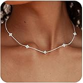 FUNEIA Dainty Silver Gold Necklaces for Women Trendy Non Tarnish 14K Gold Plated Cubic Zirconia Necklace Layered Cute Butterfly Heart Station Choker Necklace Stack for Wedding Prom Brides Jewelry