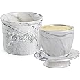 MSJGA Butter Crock for Counter with Water, French Butter Keeper for Spreadable Butter Marble Ceramic Butter Dish with Lid for Countertop, Butter Container Holder