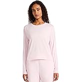 Reebok Womens Long Sleeve Crewneck Top, Standard Fit, Lightweight Stretch Poly Marled Jersey Fabric