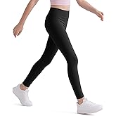 HASMES Girls Athletic Leggings High Waisted Comfort Soft Elastic Yoga Dance Running Pants with Pockets Activewear