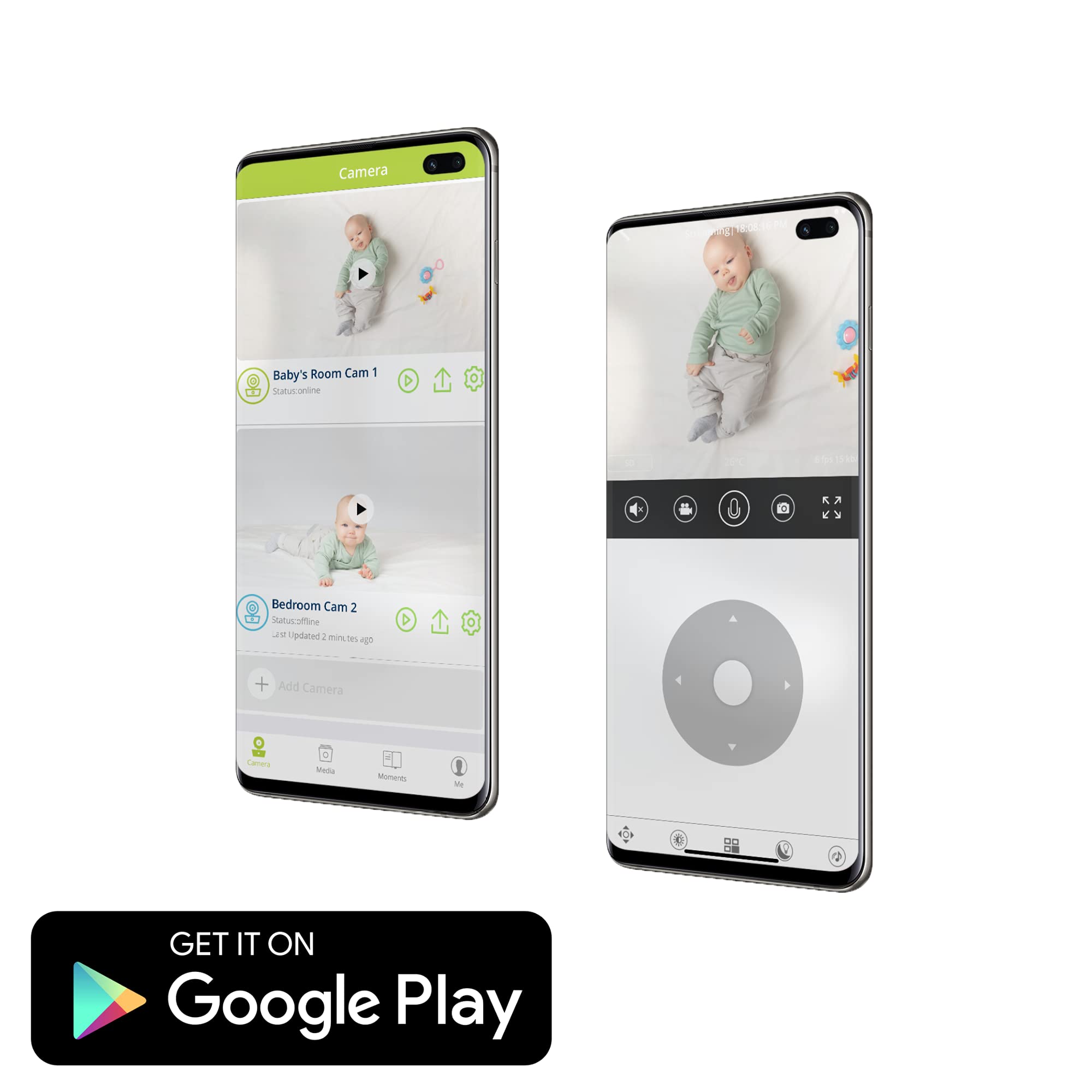 Bebcare iQ - Smart HD Baby Monitor: Full HD 1080p Video, Pan-and-Tilt, Temperature Sensor, Motion and Sound Alert, Stand-Alone Audio Monitor Unit (with Breathing Sensor Mat)