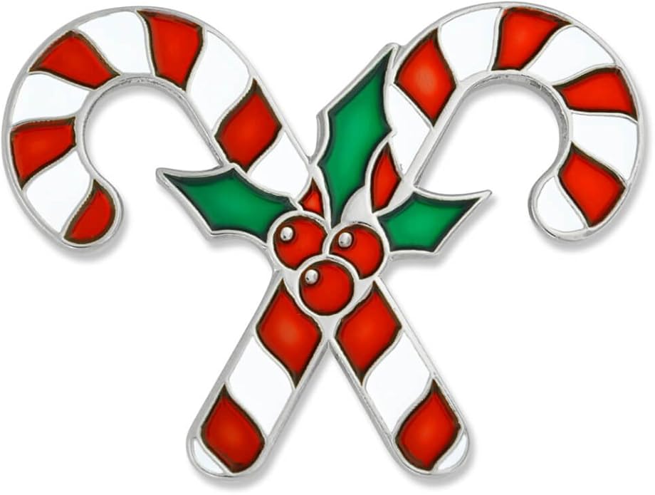 (1 Piece) PinMart Crossed Candy Canes Christmas Holiday Lapel Pin