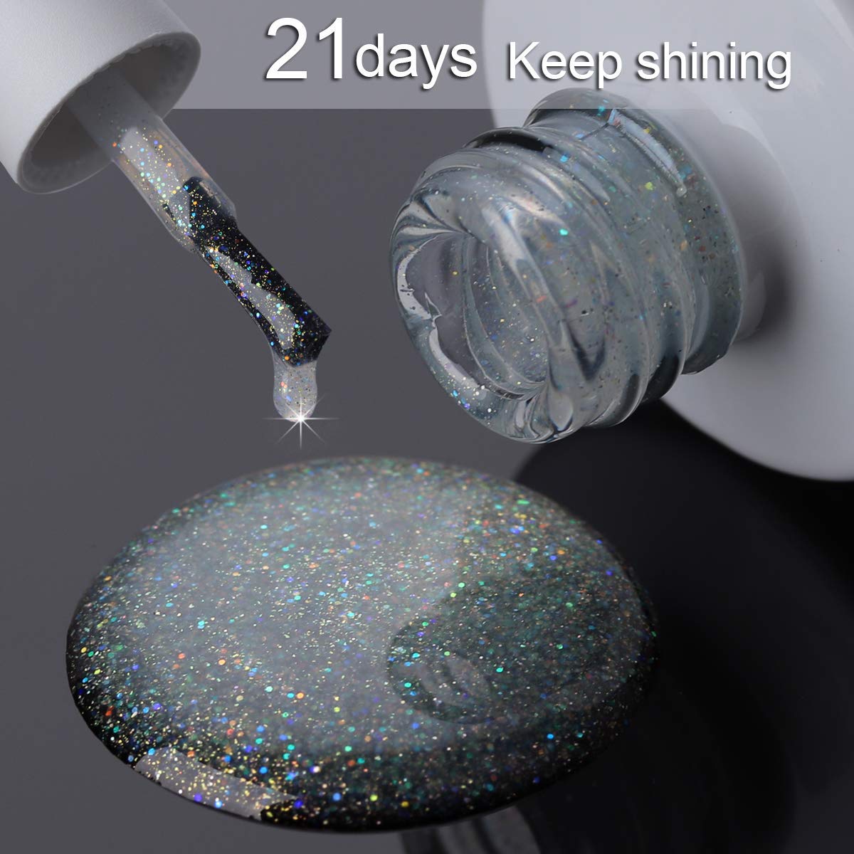 Makartt Holographic No Wipe Top Base Coat Set Soak Off UV LED Gel Nail Polish Glitter Mirror Top Base Coat Poly Nail Extension Gel Shine Finish and Long Lasting 8ml P-59 : Beauty