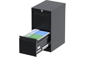GangMei 2 Drawers Vertical File Cabinet, Metal Lockable Filing Cabinet, Office File Storage Cabinet for A4 Letter/Legal Size, Assembly Required