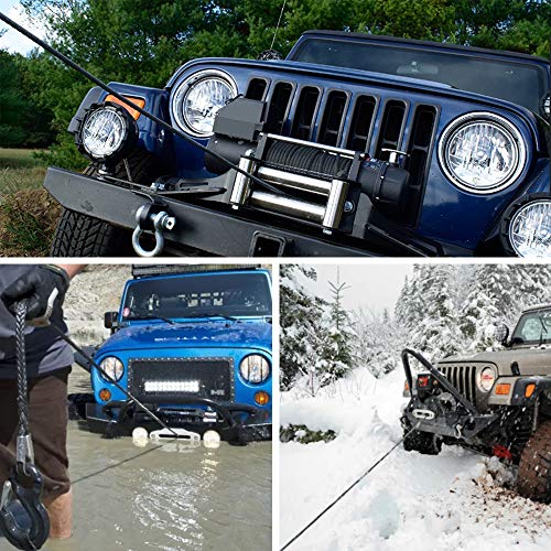 AUXMART Synthetic Winch Rope Winch Line Cable 20500LBs Protective Sleeve 95ft x 3/8" for ATV UTV SUV Truck Boat Ramsey - Thumbnail 5
