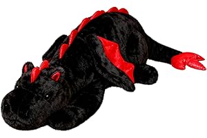 ARELUX Giant 50in 3Lb Big Black Dragon Large Stuffed Animals Cute Plush Toy Fuzzy Jumbo Dinosaur Pillow Plushies with Wings Cuddly Soft Green Pterosaur Plushie for Friends Family Member