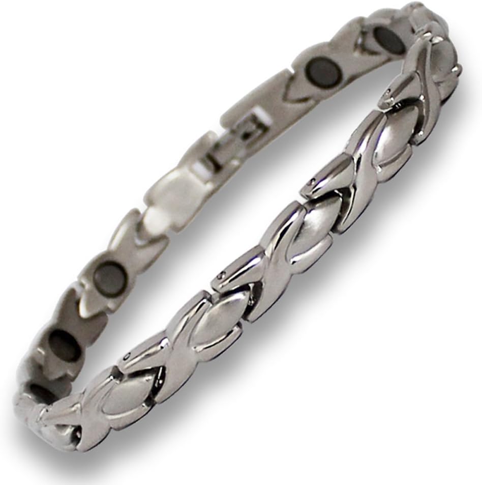 Ladies Magnetic Bracelet Silver Finish Natural Pain Relief Therapy by MnB Magnetic Bracelets