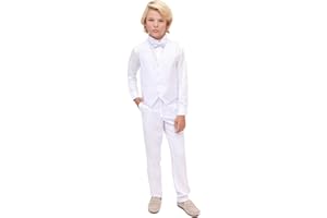 Lilax Boys Formal Suit 4 Piece Vest, Pants and Tie Dresswear Suit Set