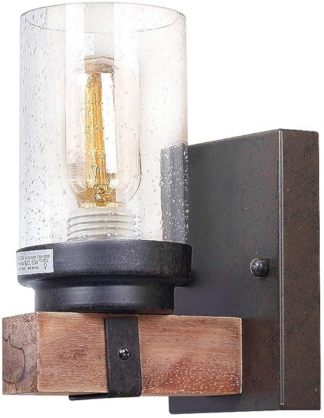 Anmytek Wall Lamp Wooden Wall Light Wall Sconce Fixture With