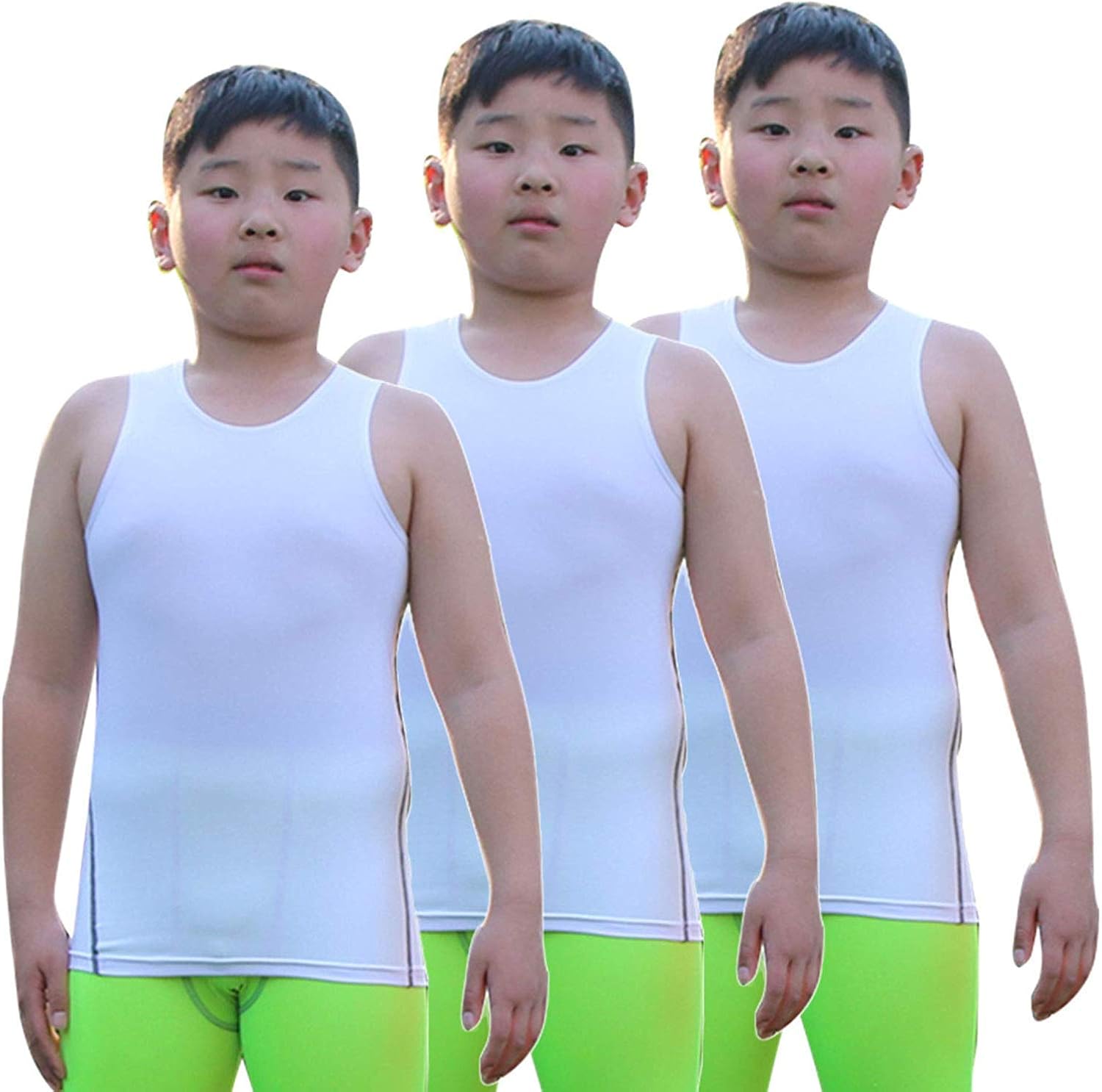 Youth Boys Girls Compression Tank Tops Athletic Sleeveless Shirt Undershirts Workout Base Layer Vest: Clothing