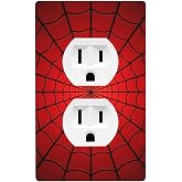 Red Spider Web 1-Gang Duplex Outlet Cover, Hero Theme Cartoon Wall Plate | Electrical Outlet Covers, Standard 4.50