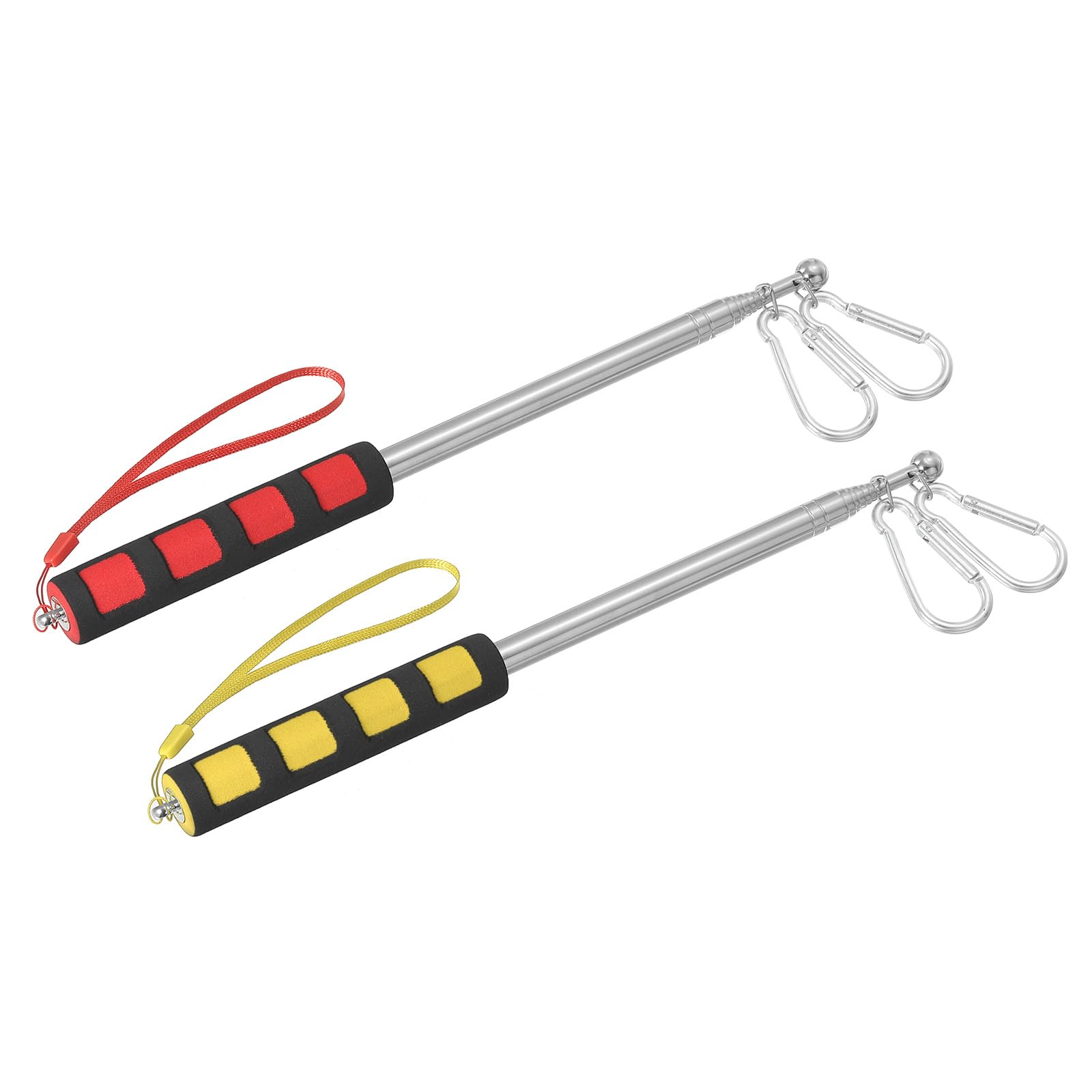 PATIKIL 5.2 Feet Telescopic Handheld Flagpoles, 2Pcs Tour Guide Flag Pole Stainless Steel Portable Collapsible Flag Pole with Clips for Teaching Pointer Training, Red, Yellow