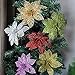Turelifes Pack of 12 Glitter Artificial Poinsettia Flowers Christmas Tree Ornaments 5.9''(15cm) Diameter (Pink)