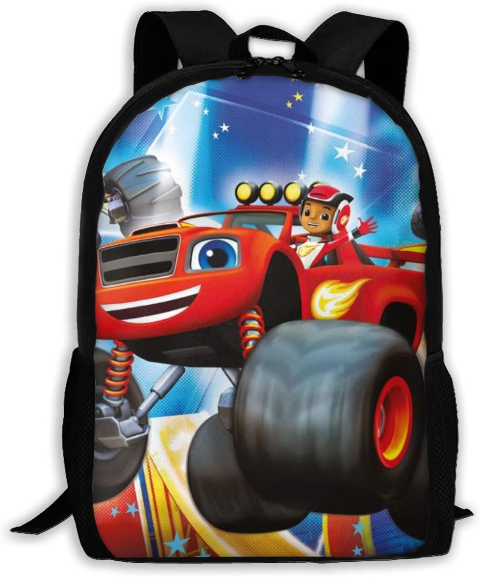 Blaze and The Mon-Ster Mach-INES Large Backpack 15 Inch Polyester College Student Bookbag for Boys Girls Men Women