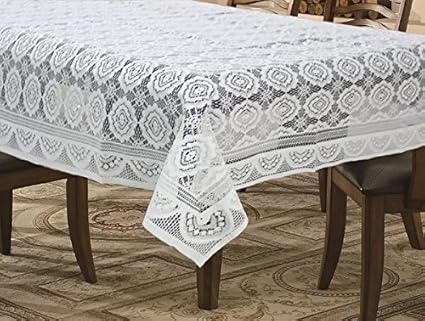 Griiham Polycotton 6 Seater Designer Table Cover, 60X90-inches (White)