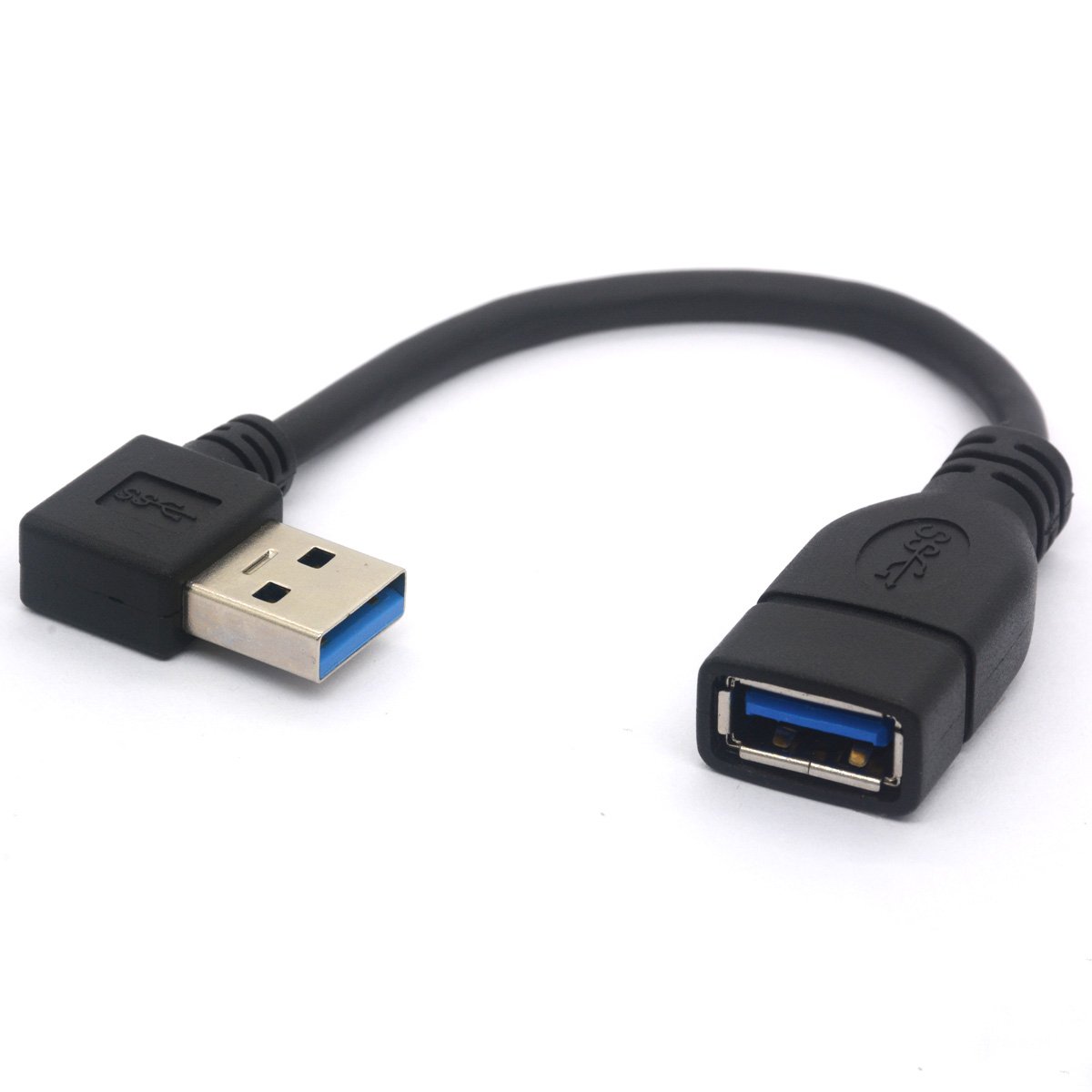 OpenII Short USB 3.0 Extension Cable, 90 Degree Left Angled USB Type A Male to Female Lead 5Gbps Speed Extender Cord - 15cm (Left) — image 1