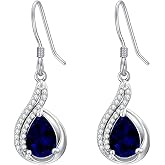 Lvoryance 1.5CT Gemstone Earrings for Women 925 Sterling Silver 6mm * 9mm Pear Cut Birthstone Drop Dangle Earrings