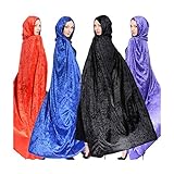 Womens Halloween Witch Velvet Hooded Cloak Costumes Wizard Party Cape Cosplay