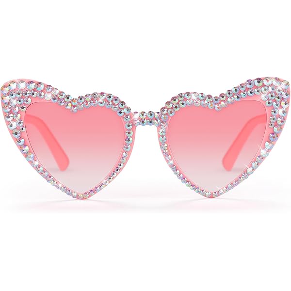 Rhinestone Heart Sunglasses Cat Eye Diamond UV400 Polycarbonate Plastic Frame Amazon.com: Womens Rhinestone Jewel Trim Classic Cat Eye  main image 4