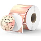 MUNBYN 2 Inch Round Orange Thermal Labels, Self-Adhesive Stickers for Baking, Candle, and Food, Compatible with Thermal Printers, 500 Labels/1 Roll