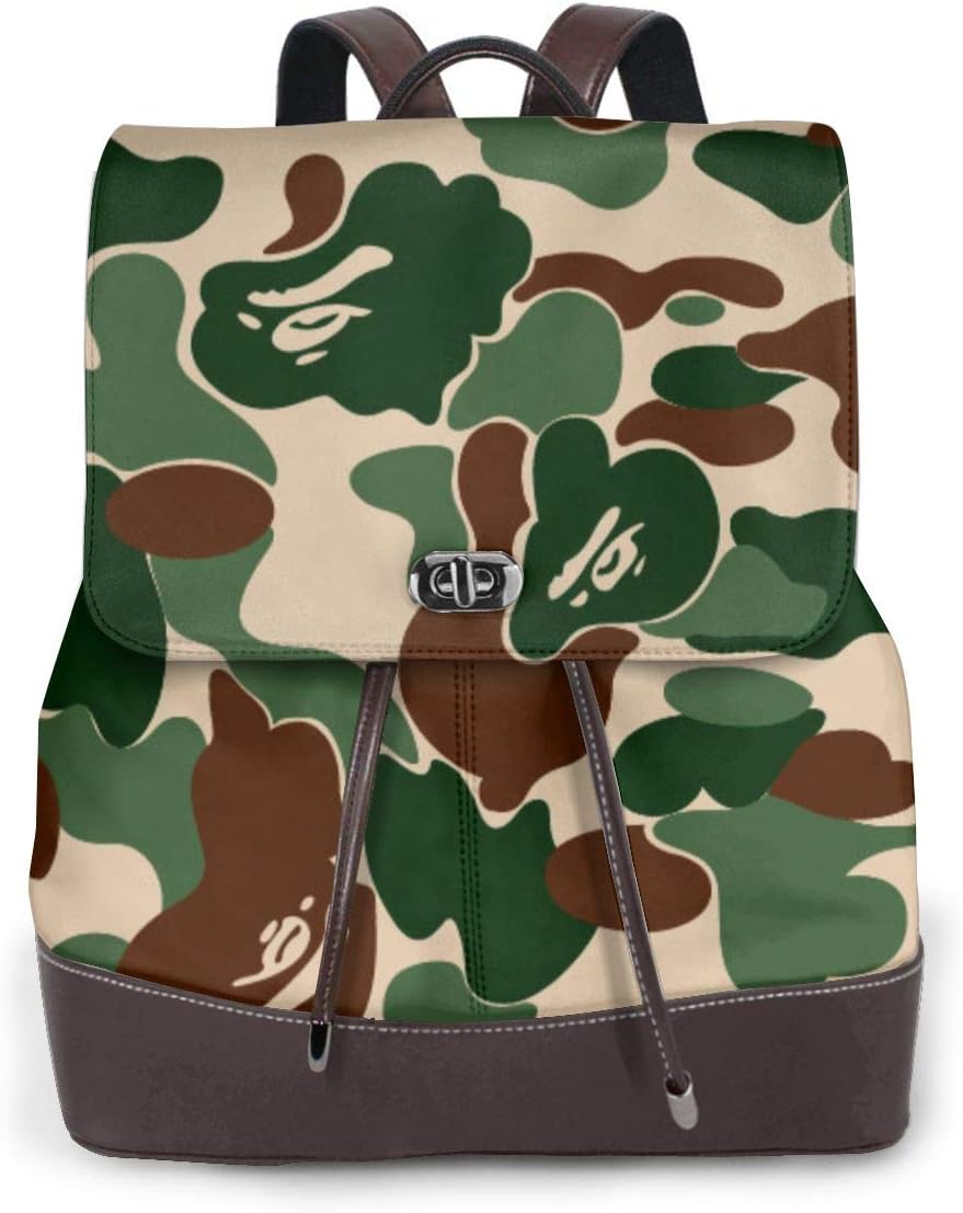 Fashion Backpack for Women,Black and White Bape Camo Shoulder Bag Fashion Ladies Satchel Bags