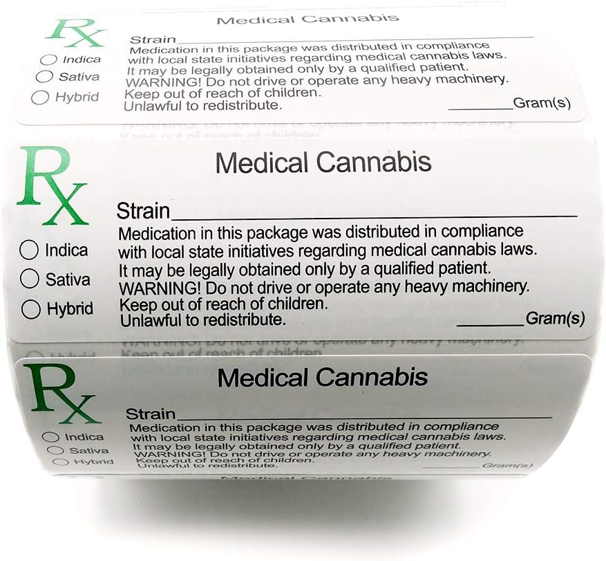 RX Medical Cannabis Strain 1000 Labels per roll Amazon.co.uk Office