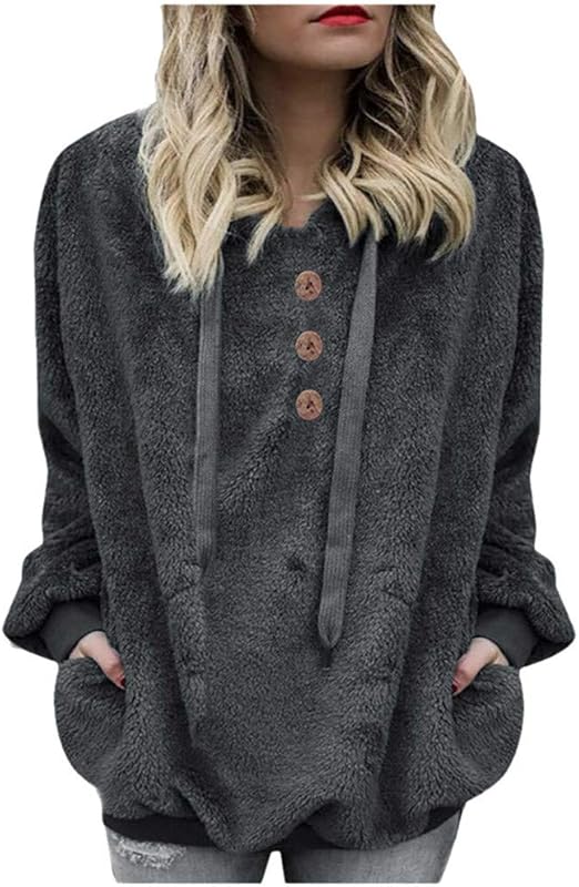 Damen Fleece Pullover Mit Rollkragen - Warmer Winter-Sweater Mit Taschen