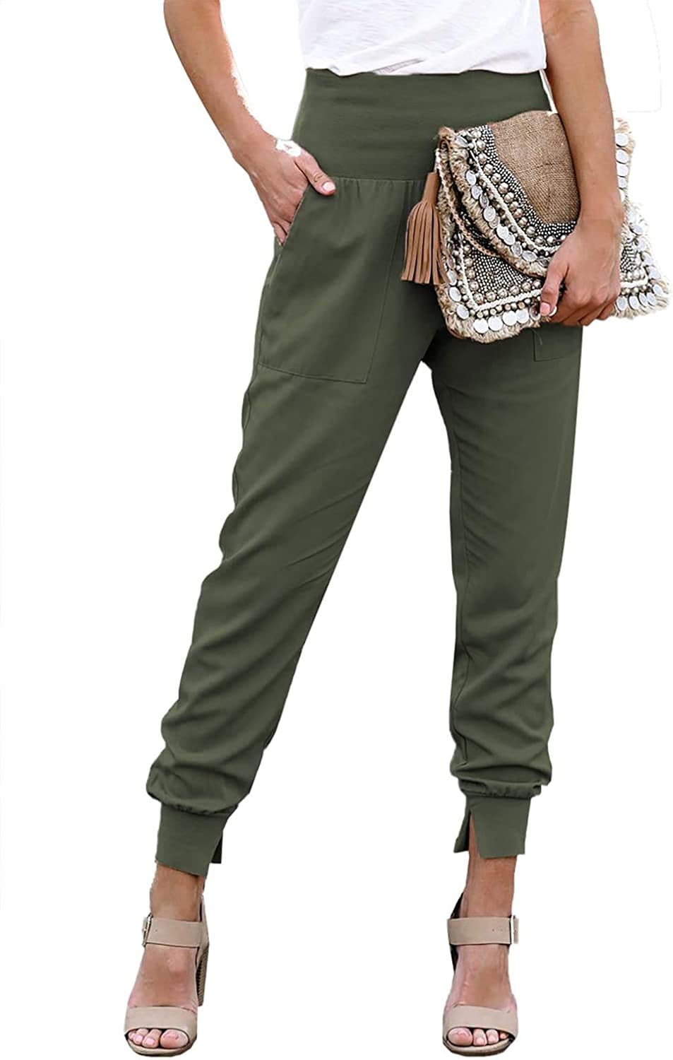 Elastic cuffed casual jogger pants Clearance